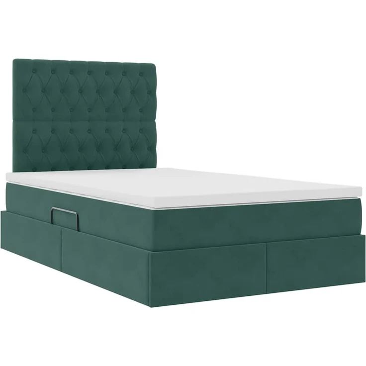 vidaXL Aufbewahrungsbett mit Matratze Dunkelgrün 120 x 200 cm Samt 3372084 – Bild 5