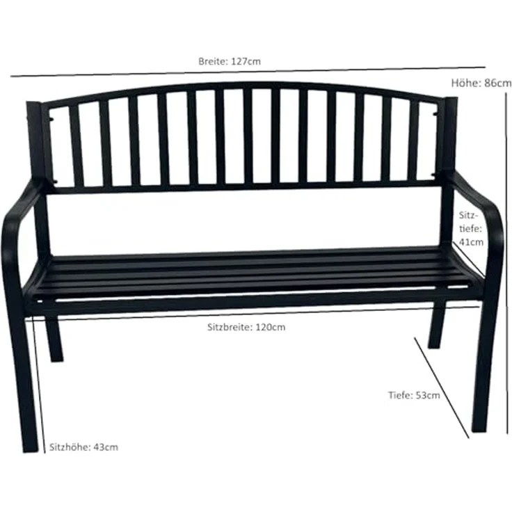 DEGAMO Gartenbank NEWPORT, 2-sitzer, Metall schwarz – Bild 3