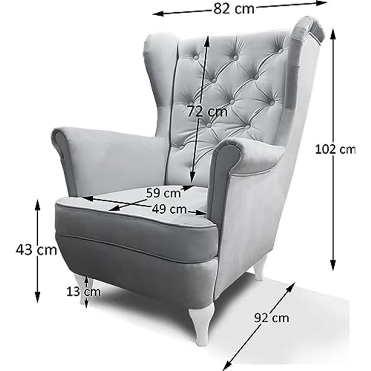 Beautysofa Ohrensessel Ohrensessel Sessel FALCO Chesterfield Wohnzimmersessel Fernsehsessel – Bild 2