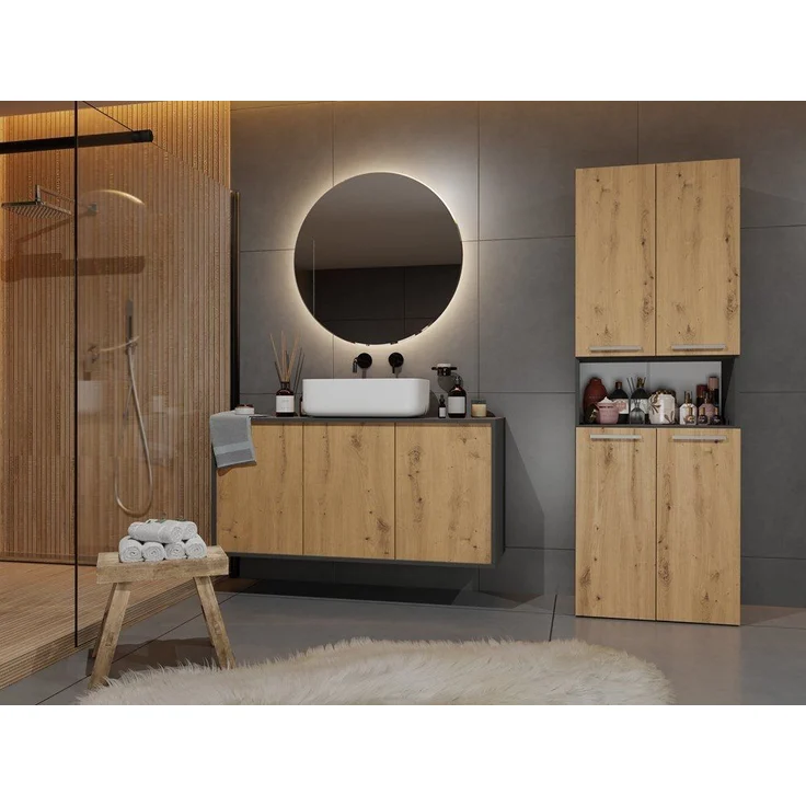 ibonto Hochschrank Badezimmerhochschrank Platzsparendes Aufbewahrungswunder – Bild 3