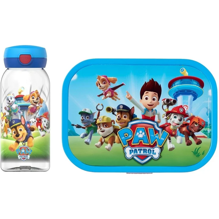 Mepal - Pausenset Campus - Set für Kinder mit Trinkflasche mit Klappdeckel & Lunch Box - Lunch-Set für die Schule oder unterwegs - Spülmaschinenfest - 600 + 750 ml - Paw Patrol Pups