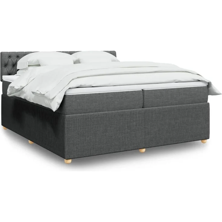 vidaXL Boxspringbett mit Matratze Dunkelgrau 200x200 cm Stoff 3289871 – Bild 1