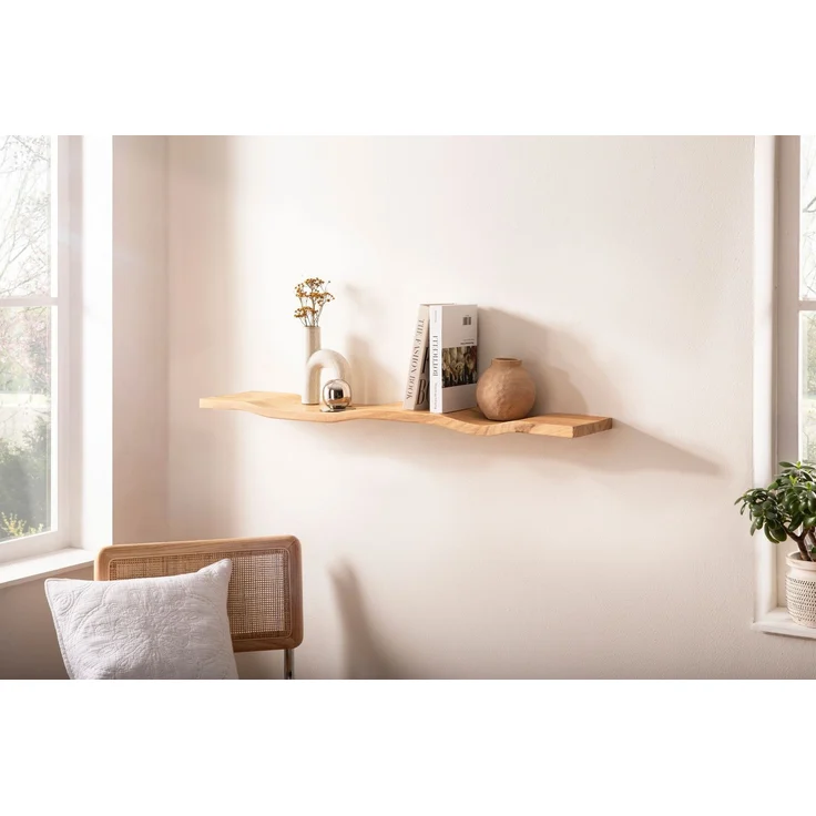 FINEBUY Wandregal FB74754 Wandregal Akazie Massivholz 120cm in moderner Wellenform, Elegantes Regalbrett mit geschwungener Form, Handgefertigt aus Akazienholz – Bild 2