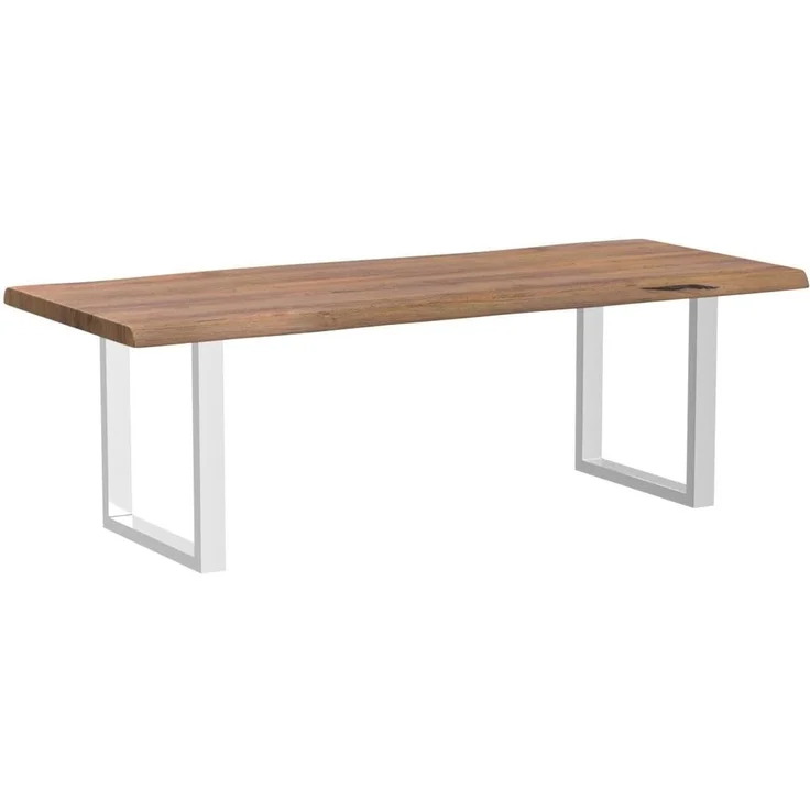 riess-ambiente Baumkantentisch MAMMUT NATURE 200cm honigfarben (natur) / silber (Einzelartikel, 1-St), Massivholz · Edelstahl · Kufen · 6cm Platte · lackiert · Esszimmer – Bild 4