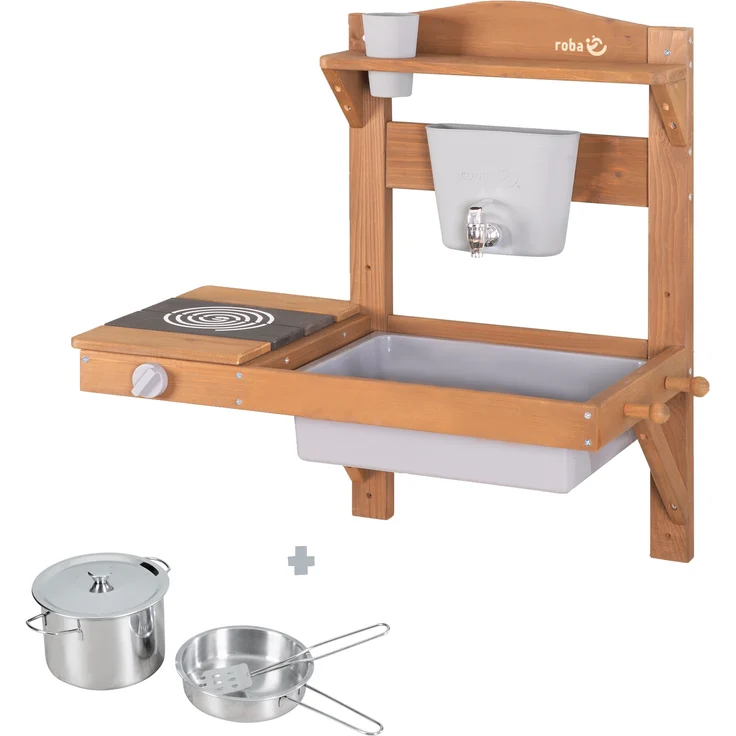 roba Spiel- und Matschküche zum Hängen -inkl. Küchenutensilien - HxBxT: ca. 65 x 65 x 36 cm - Taek – Bild 1