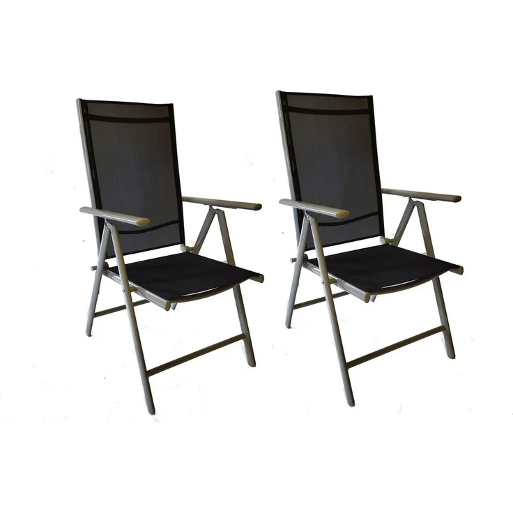 BruKa Gartenstuhl Set - 2 Stühle SYDNEY Grau Klappstuhl Stuhl Hochlehner klappbar – Bild 5