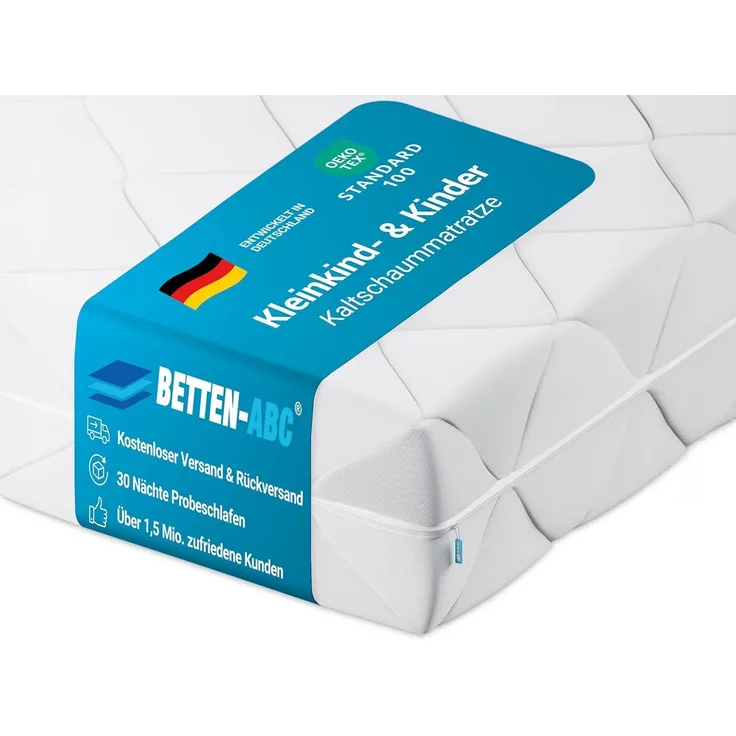 Betten-ABC Bambini – Babymatratze mit waschbarem Bezug und Klimawatte, Größe: 80 x 160 cm