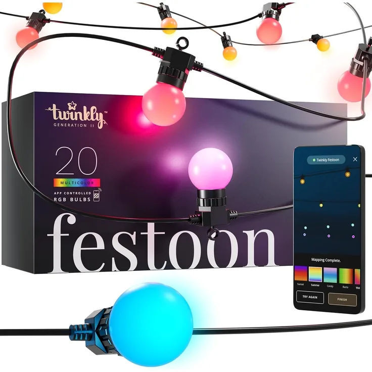Twinkly Festoon Lights 20 RGB Party Lichterkette Starter Kit