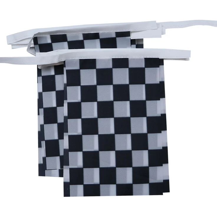AZ FLAG Wimpelkette Zielflagge Schwarzes und weisses 6 m 20 Flaggen