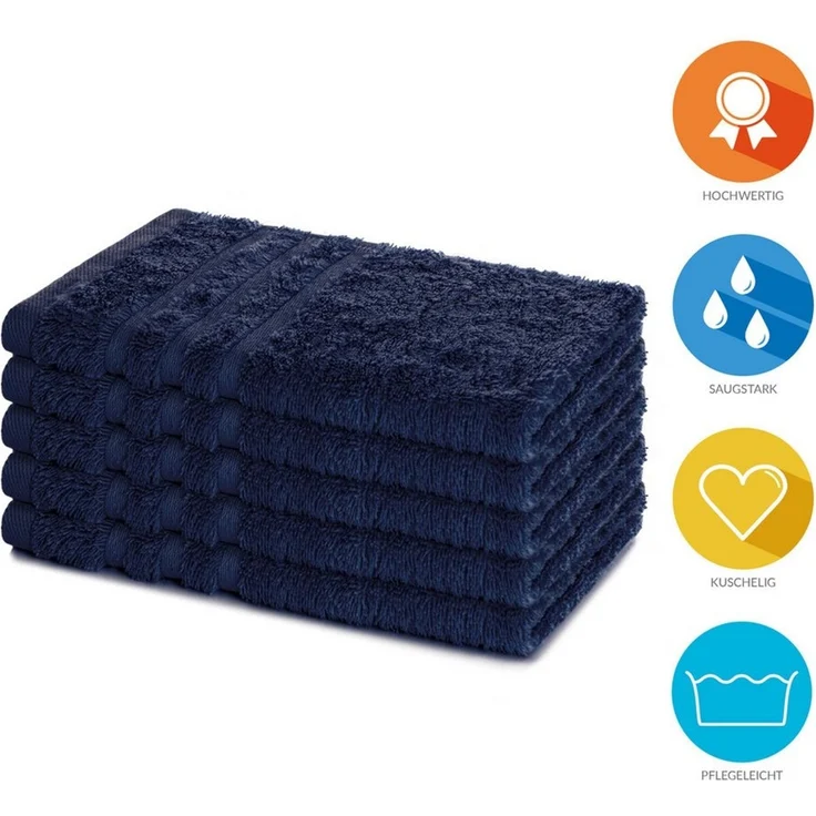 Lavea Gästehandtuch Elena, 30x50cm aus 100% Baumwolle, fusselfreies, pflegeleichtes hautfreundliches Gästehandtuch-Set (Set, 5-St), einzigartig weiche Frottee Gästehandtücher für jeden Hauttyp – Bild 2
