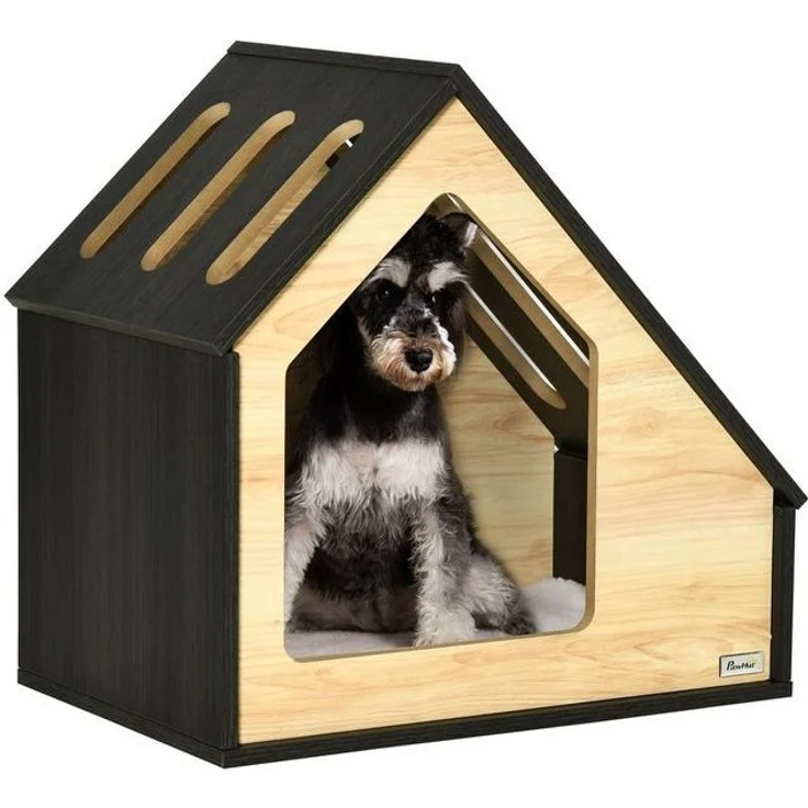 PawHut Hundehütte Hundeschlafplatz mit Kissen, Kaffee-Braun 60 x 40 x 59.2 cm – Bild 4