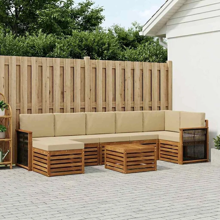 vidaXL Outdoor-Sofagarnitur 8 stk. 8-Sitzer Natur und Beige 3384654 – Bild 1
