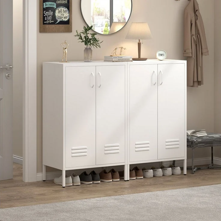 OKWISH Aktenschrank Metall-Aufbewahrungsschrank (mit 2 Türen & 2 verstellbaren Regalen, 1-St, 65*35*106.6cm) – Bild 2