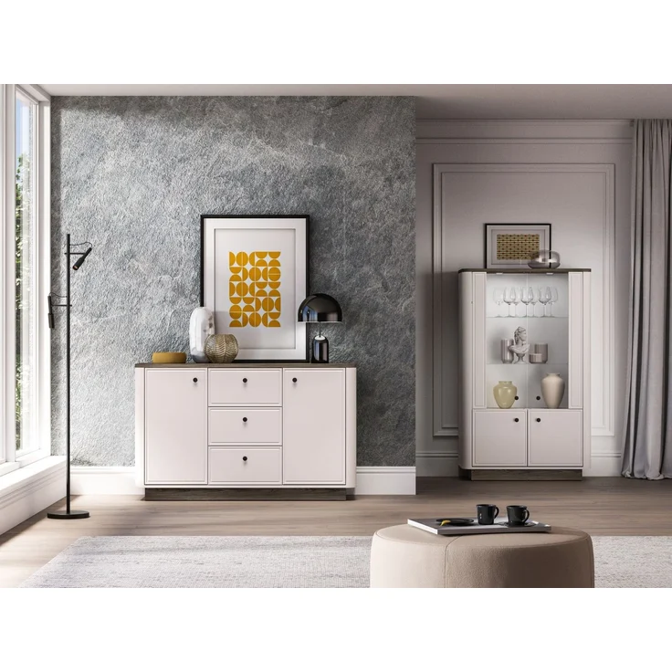 Selsey 'Vilavio' Sideboard 2-türig, 3 Schubladen, Kaschmir/Eicheoptik Dunkel, 138 cm – Bild 7