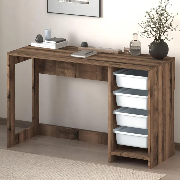 Skye Decor 'Hero - White, Antique Walnut' Schreibtisch, Weiß / Antik-Walnuss, 120 x 73 x 45 cm – Bild 6