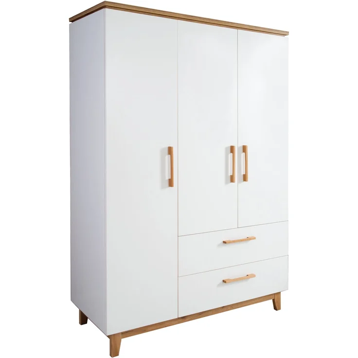 roba Kinderkleiderschrank 3-türig 'Finn' - 2 Schubladen - Soft Close - Weiß/Goldeiche – Bild 1