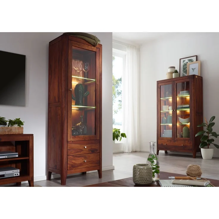 Vitrine Sheesham 60x40x178 walnuss geölt BROOKLYN #26 – Bild 6