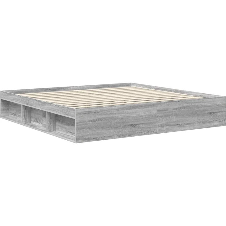 vidaXL Bettrahmen Graues Sonoma 200 x 200 cm Massives Kiefernholz 3411380 – Bild 4