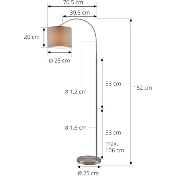 Lindby Bogenlampe Keriba, Metall, Alu IP20, 1 x 15 W LED – Bild 4
