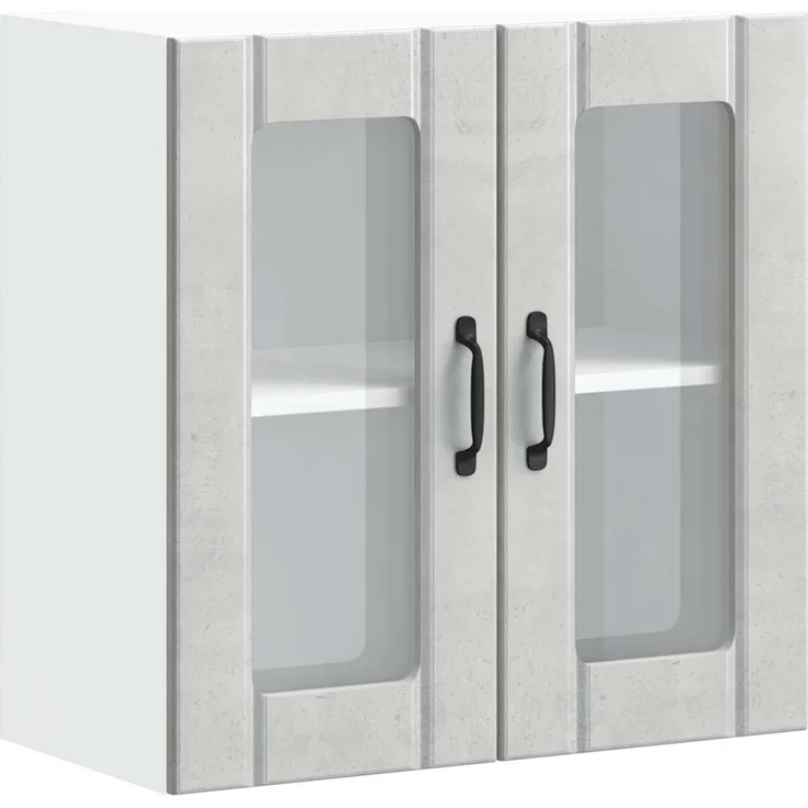 vidaXL Küchen-Hängeschrank mit Glastür Lucca Betongrau Holzwerkstoff 853911 – Bild 1