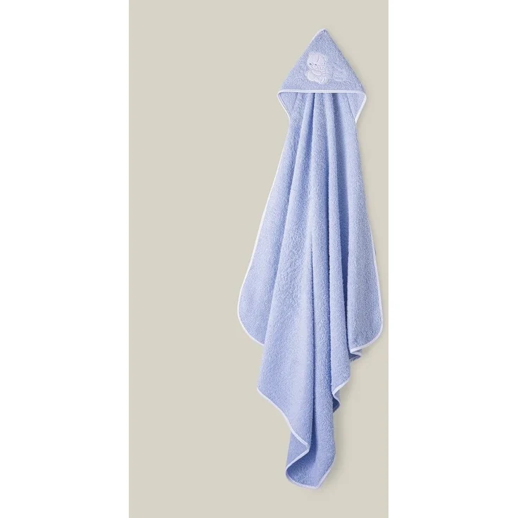 Baby BadePoncho 1x1 m Bademantel Kapuzenbademantel HONEY BEAR Blau, für Neugeborene · 100% Baumwolle – Bild 2
