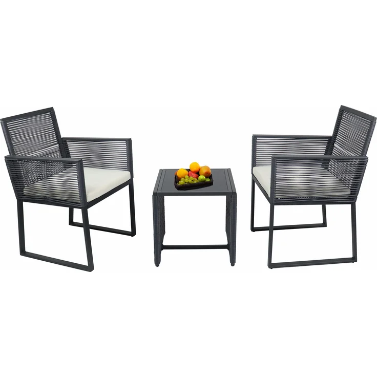 VCM Gartenmöbel-Set Fidola 920286 Schwarz H. 86 x B. 151 x T. 53 cm – Bild 1