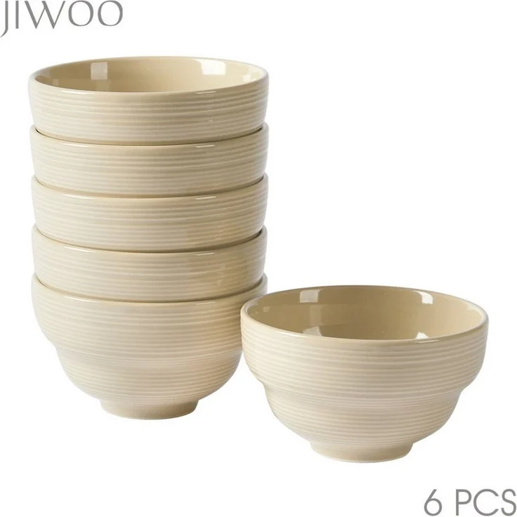 JIWOO Dessertschale 6er Ø11,8cm, Eisschale Frühstückschalen Müslischale Snackschale Schale, Keramik, (Schaleset, 6-tlg), Hochwertiges Schalen Braun Mikrowellenofen Spülmaschine – Bild 1