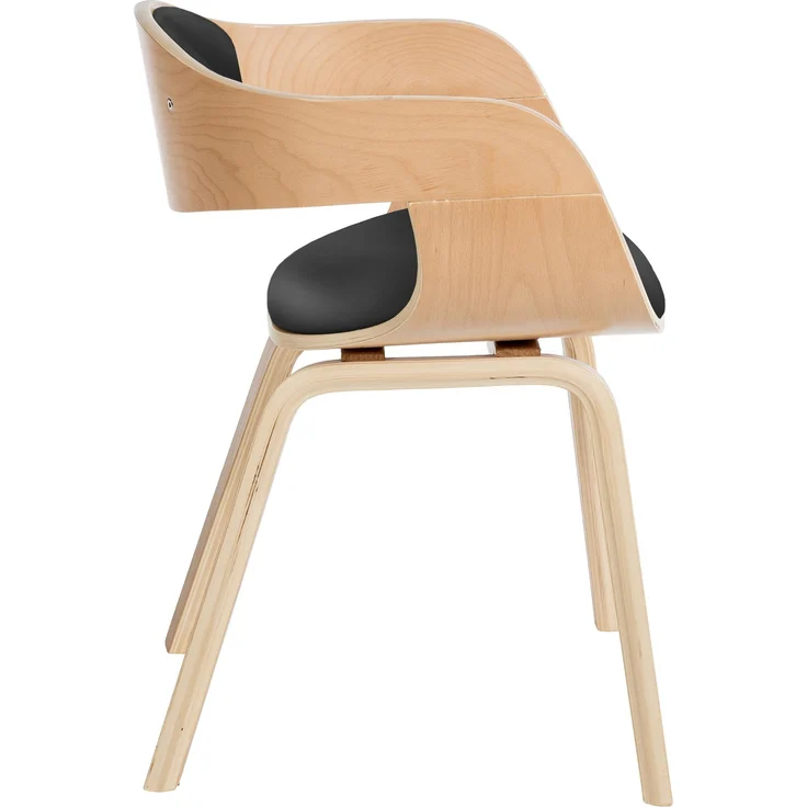 DELUKE® Besucherstuhl LONDON - 73x49x46cm, Natur/Schwarz Kunstleder Holz Gestell Konferenzstuhl Wartezimmerstuhl – Bild 4