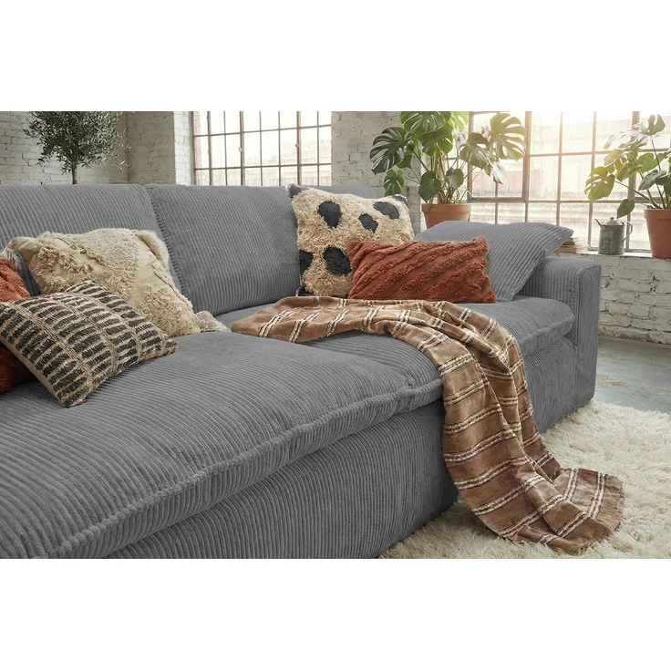 KAWOLA Sofa NETTA 4-Sitzer Bezug abziehbar Cord grau 90 x 116 x 258 cm – Bild 5