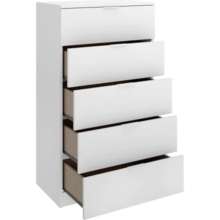 Dmora - Kommode Cas, Mehrzweckkommode, Schlafzimmerkommode, Schrank mit Schubladen, 61x39 h110 cm, Weiß – Bild 4