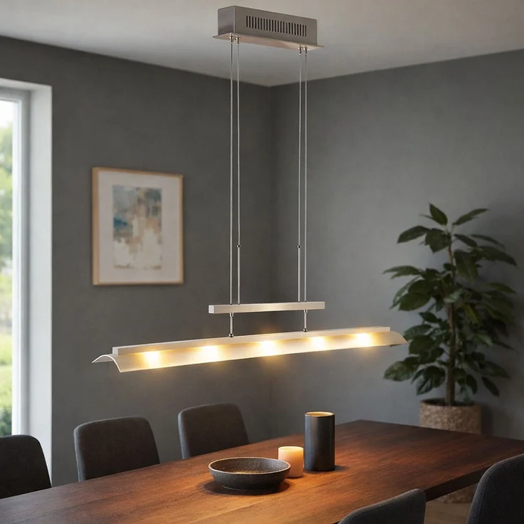 LED Hängeleuchte, Stahl, Glas satiniert, dimmbar, L 110 cm – Bild 2