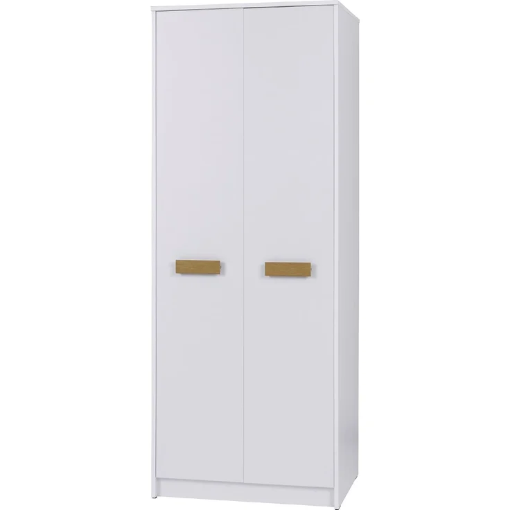 Marmex Möbel Grant Set-S Jugendzimmer-Set 2-teilig mit Kleiderschrank mit Kleiderstange, Kommode mit Schubladen, Jugendzimmer, Wohnzimmer, laminierte Spanplatte, weiß+riviera Eiche, 197,5x195x55 cm – Bild 4