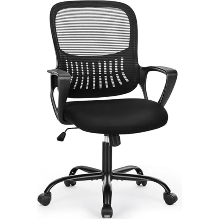 Sweetcrispy Bürostuhl Ergonomisch, Schreibtischstuhl mit Lendenwirbelstütze, Höhenverstellbarkeit Stuhl, Bürostühle mit Armlehne, Office Chair Geeignet für Büro und Schlafzimmer