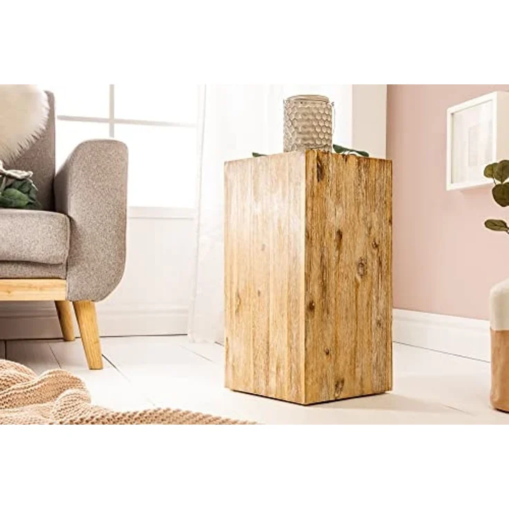 riess-ambiente Beistelltisch COLUMNA 50cm natur / teakgrau (Einzelartikel, 1-St), Wohnzimmer · Massivholz · Akazie · gekälkt · Deko-Blumensäule – Bild 5