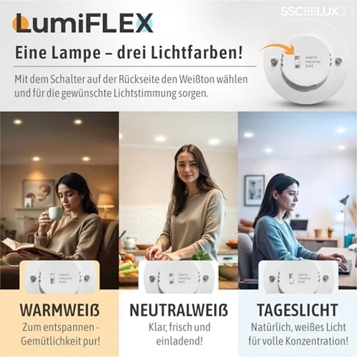 SSC-LUXon LED Aufbaustrahler CELI-1W LED Spot weiß 6W dimmbar warm/neutral/tageslicht Aufputzlampe, schwenkbar, LED wechselbar, Warmweiß bis Tageslicht – Bild 4