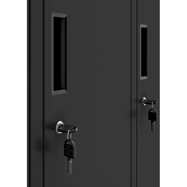 Jan Nowak Schließfachschrank 3B2A Wertfachschrank Metallspind Umkleideschrank 6 Fächer Stahlblech Pulverbeschichtet 185 cm x 90 cm x 45 cm (H x B x T) (Schwarz) – Bild 5