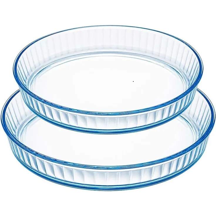 2er Set Auflaufformen aus Borosilikatglas - Rund, 1,7 L/2,7 L