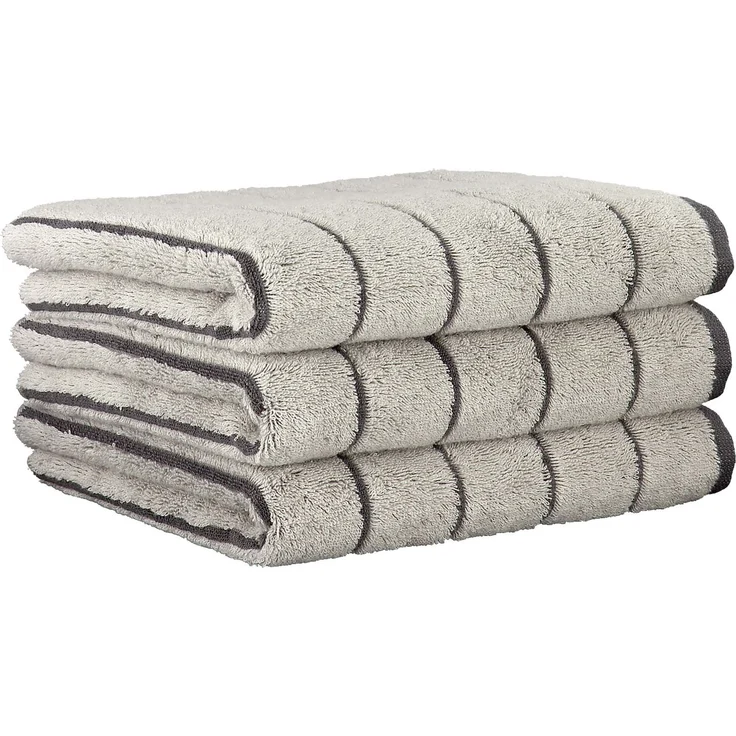 CAWÖ Handtuch, 3er Pack - C Balance, 50x100 cm, Walkfrottier, Baumwolle, Streifen Platin – Bild 1