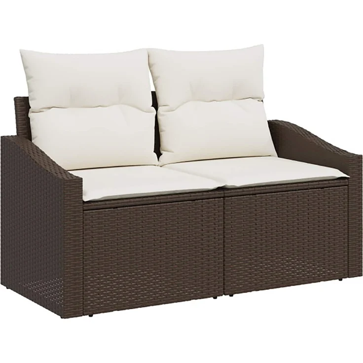 vidaXL Sofa Set 8 stk. Braun und Creme Weiß Polyrattan und Stahl 3448218 – Bild 3