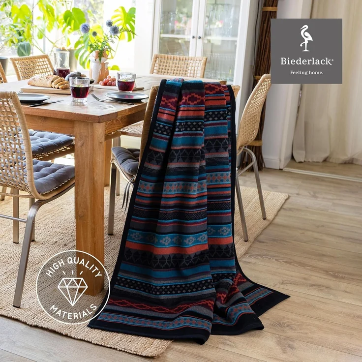Wohndecke Tribal Mix, gestreifte Ethno-Decke in 150x200 cm, Biederlack, Decke aus Baumwollmischgewebe, Made in Germany – Bild 4