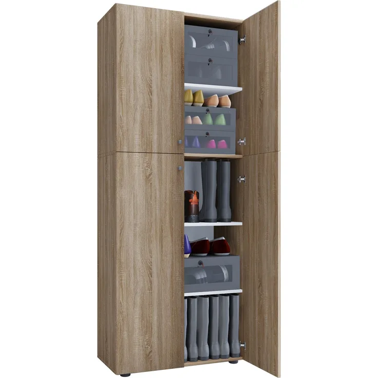 VCM Schuhschrank Lona 914109 Sonoma-Eiche (Sägerau) B. 70 x H. 184 x T. 40 cm