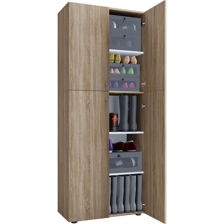 VCM Schuhschrank Lona 914109 Sonoma-Eiche (Sägerau) B. 70 x H. 184 x T. 40 cm – Bild 1