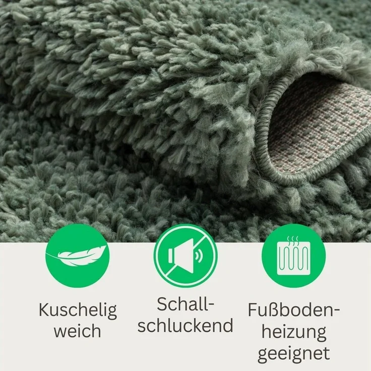 Wohnando Teppich MY-RUG Hochflorteppich Shaggy Star 90x60cm, rechteckig, Höhe: 38 mm, einfarbig, leicht glänzend, extra flauschig – Bild 2