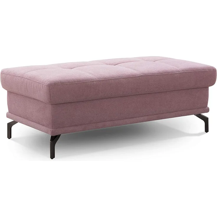 Cavadore Sitzhocker Castiel / Moderner Polsterhocker mit Füßen in Satin-Optik / 138 x 48 x 71 / Webstoff, Flieder-Rosa