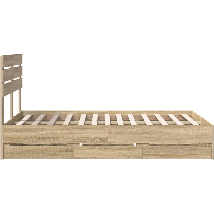 vidaXL Bettrahmen Sonoma-Eiche 120 x 190 cm Ingenieurs Holz 3411520 – Bild 9