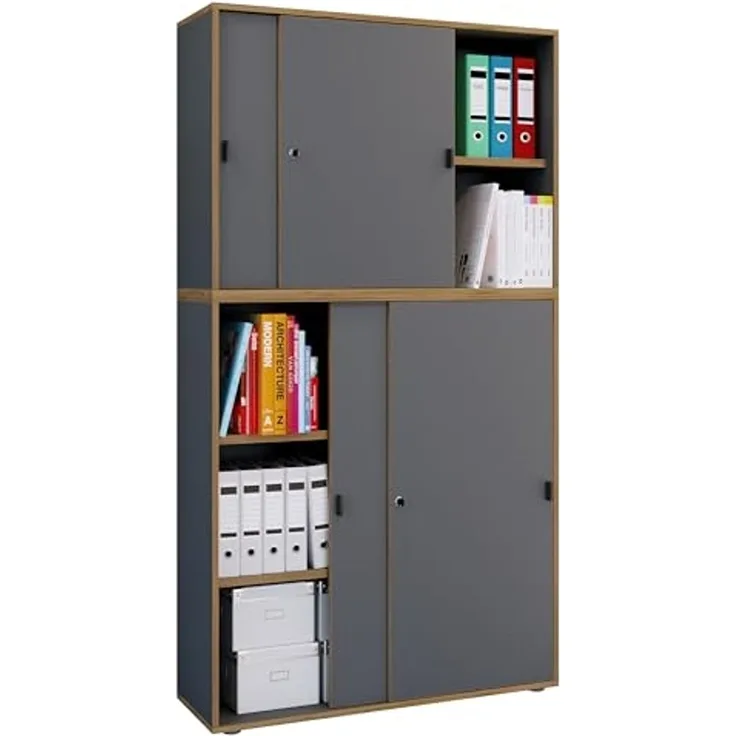 VCM Büroschrank Salia 920808 Anthrazit H. 183 x B. 100 x T. 37 cm