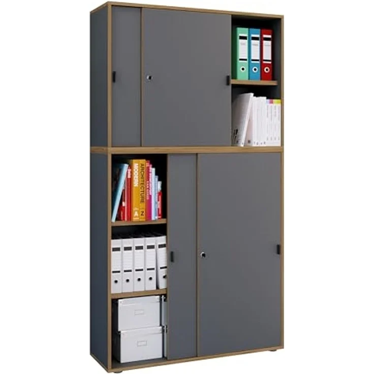 VCM Büroschrank Salia 920808 Anthrazit H. 183 x B. 100 x T. 37 cm – Bild 1