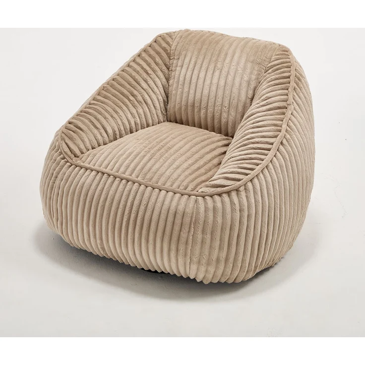 Sitzsack aus Cord, mit Memory-Schaumstofffüllung und Blasen-Plüsch, 98x92x73 cm, Camel/Braun – Bild 6