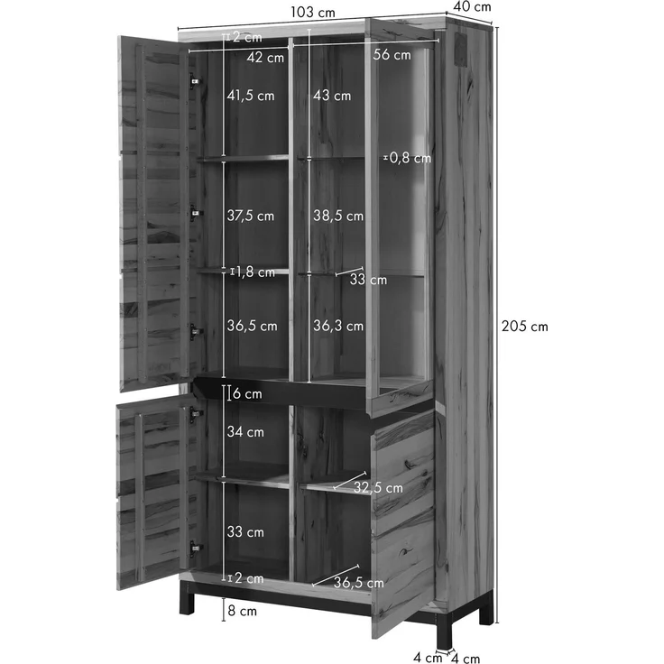 Vitrine Kernbuche 103 x 40 x 205 natur geölt VILLANDERS #101 – Bild 10