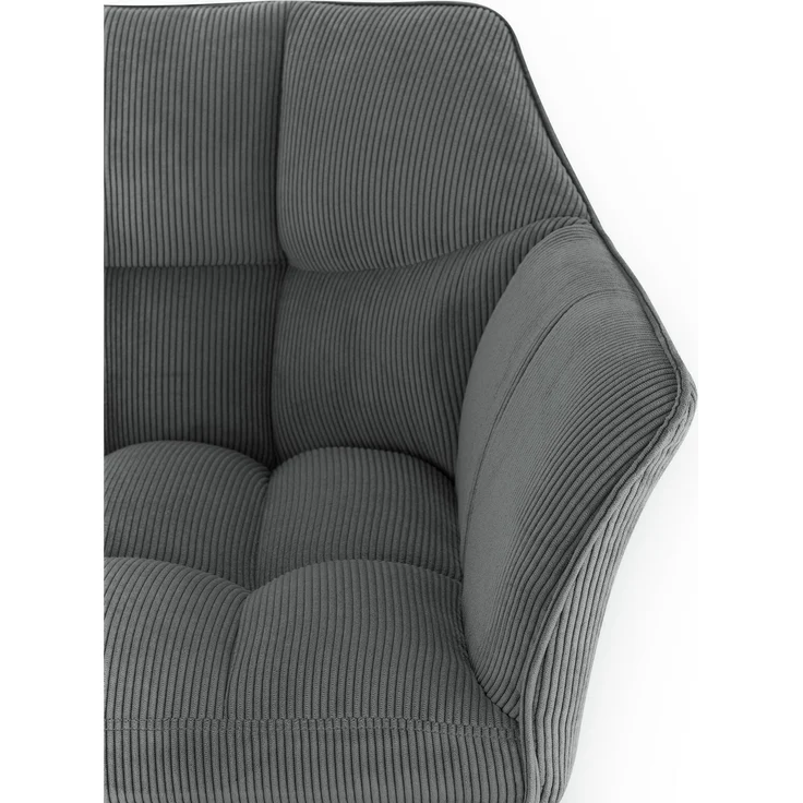 Barhocker SIHAR - Cord Grau 64x45x88 cm Silber | Barstuhl Mit Lehne Tresenhocker Tresenstuhl Kneipenhocker Kneipenstuhl – Bild 3